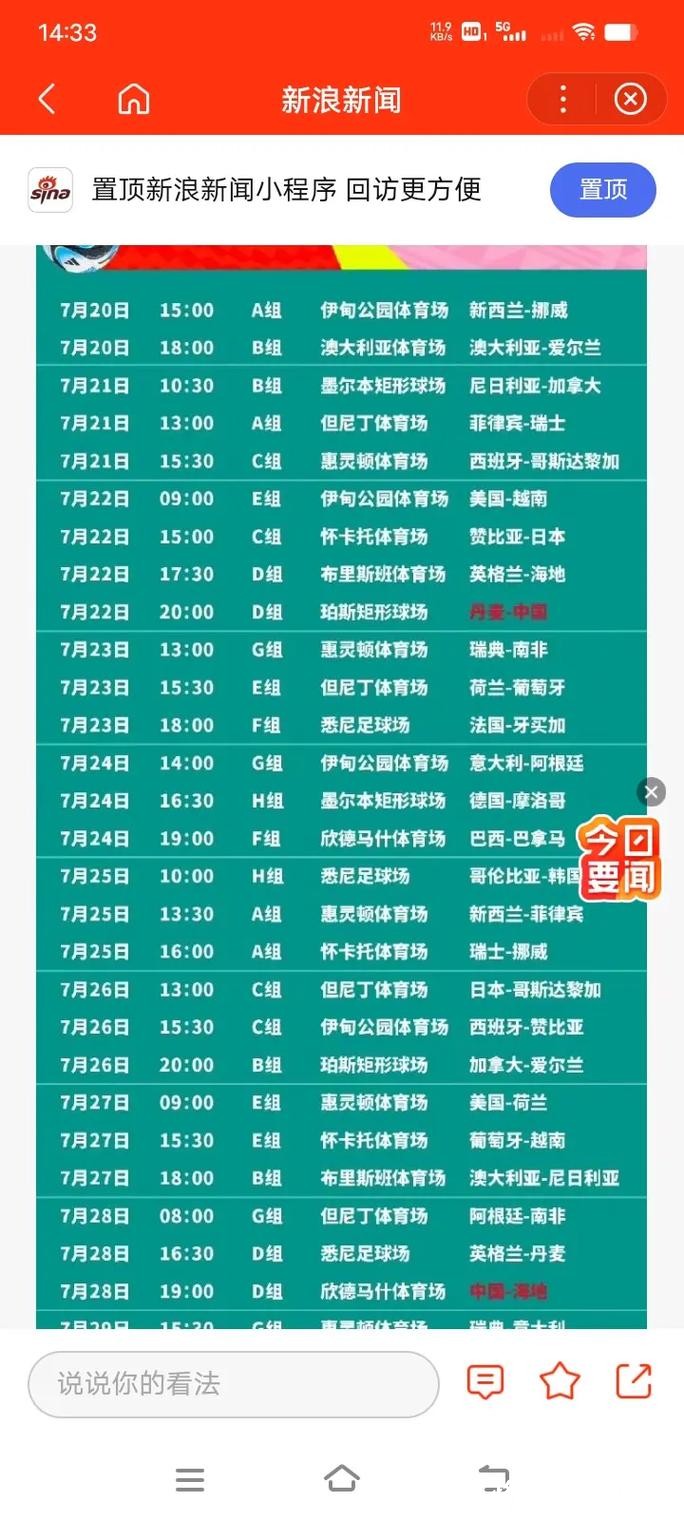 2023年世界杯赛程安排详细解析 2023年世界杯赛程安排详细解析